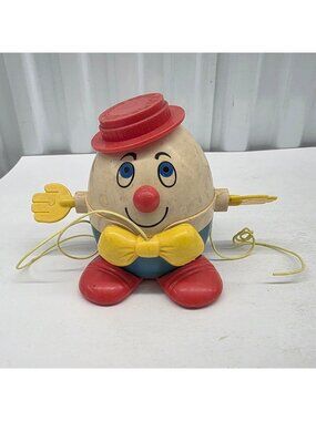 Humpty Dumpty Pull String Toy Vintage 1970s Fisher-Price Classic Plastic